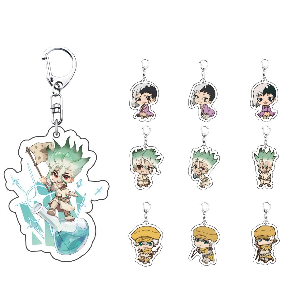 Anime Dr.Stone 5-6CM Acrylic Keychain Model Cosplay Charm Characters Ornament Accessories Goods Coll
