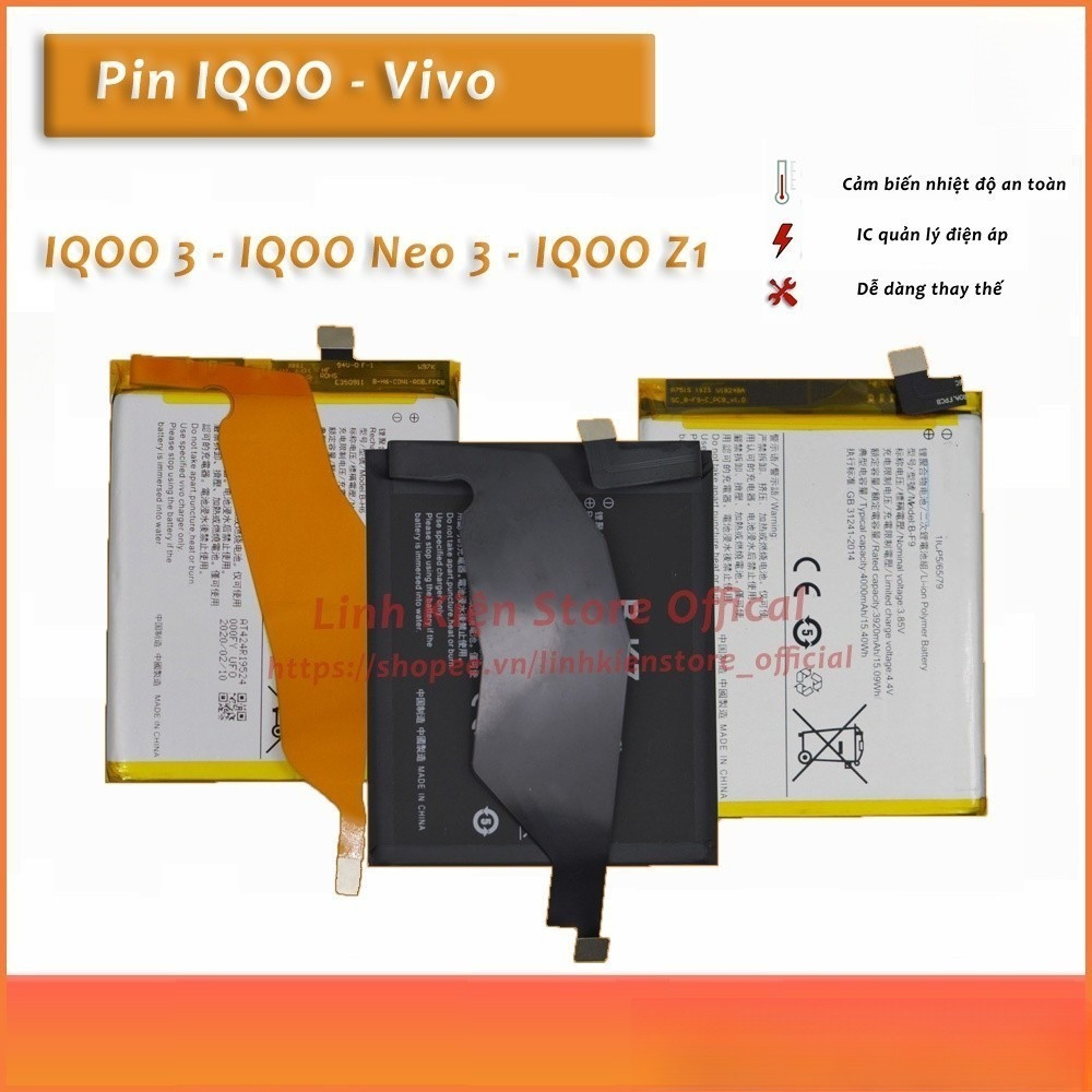 Pin IQOO 3 / Neo 3 / IQOO Z1 / iQOO 7 / iQOO 5 Pro / iQOO11 / iQOO9/ iQOO10 Vivo .. thay thế, sửa ch
