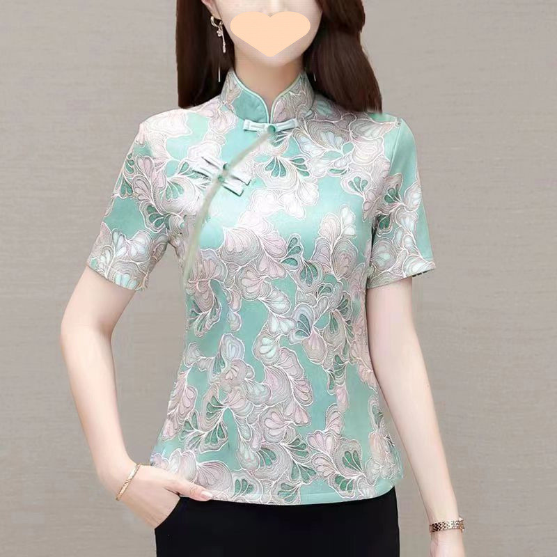 Áo sơ mi thời trang trung niên sườn xám Trung Quốc cải tiến, phù hợp dành cho mẹ