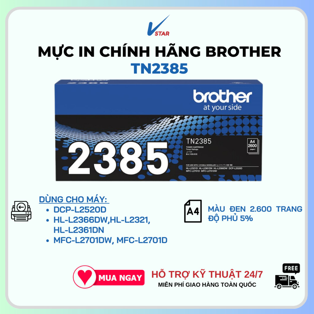 COMBO 2 bộ mực TN2385 (540k) chính hãng và 2 bộ cụm trống DR2385 (180k) tương thích