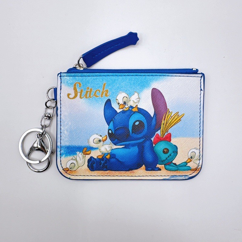 Disney Lilo & Stitch Ezlink Thẻ Pass Chủ Ví Đựng Tiền Xu Móc Khóa Da PU Túi Chống Thấm Nước Mặt Dây 
