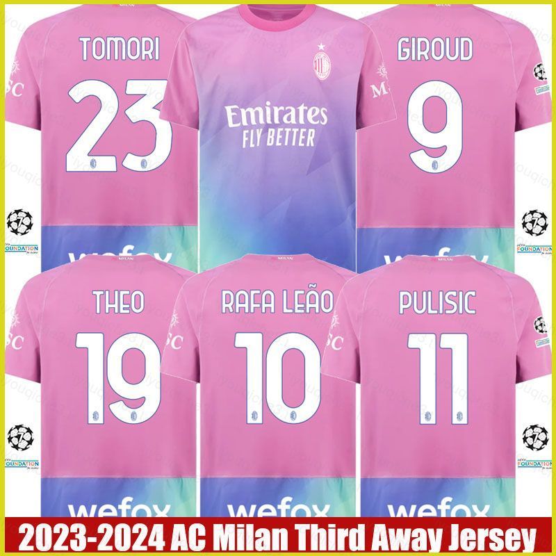 Áo Thun Thể Thao AC Milan Sân Khách Thứ Ba 2023-2024 cho Giroud, Pulisic, Leao, Tomori và Theo - Uni