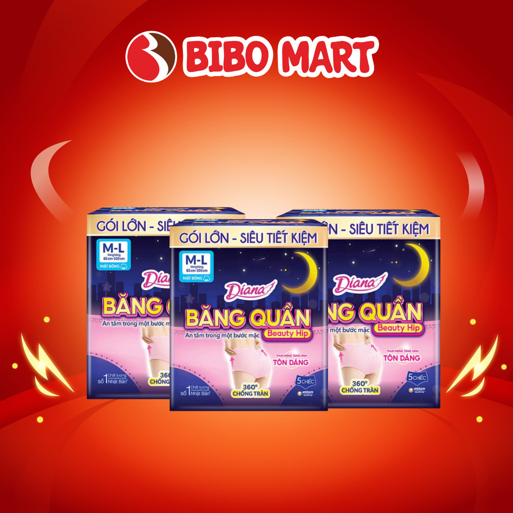 Băng Vệ Sinh Cho Mẹ Ban Đêm Diana Sensi Dạng Quần Êm Ái Mềm Mại Size M - L (gói 5 chiếc) - Bibomart