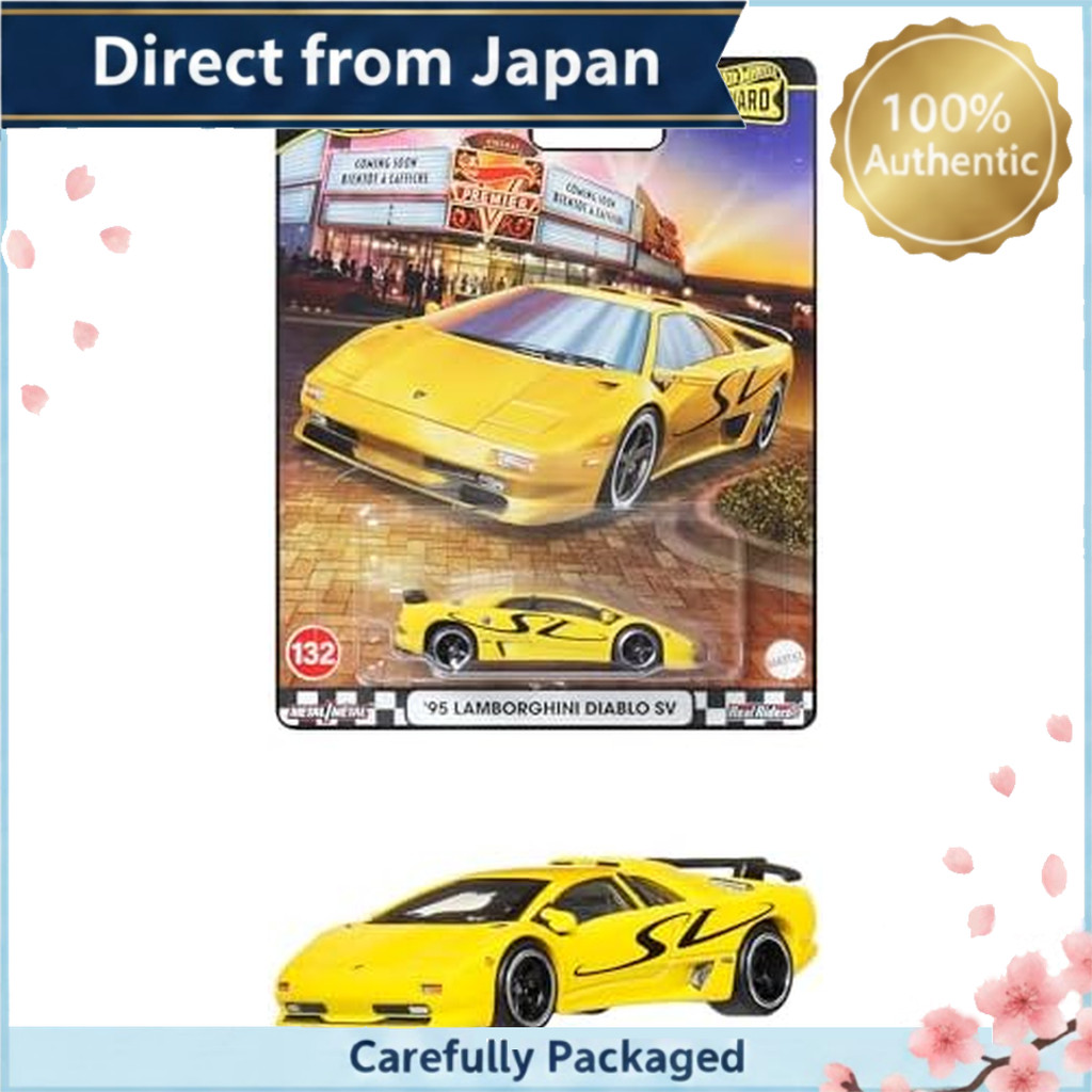 Hot Wheels Boulevard '95 Lamborghini Diablo SV Vehicle Toy Mini Car Ages 3 and Up Yellow JBL13