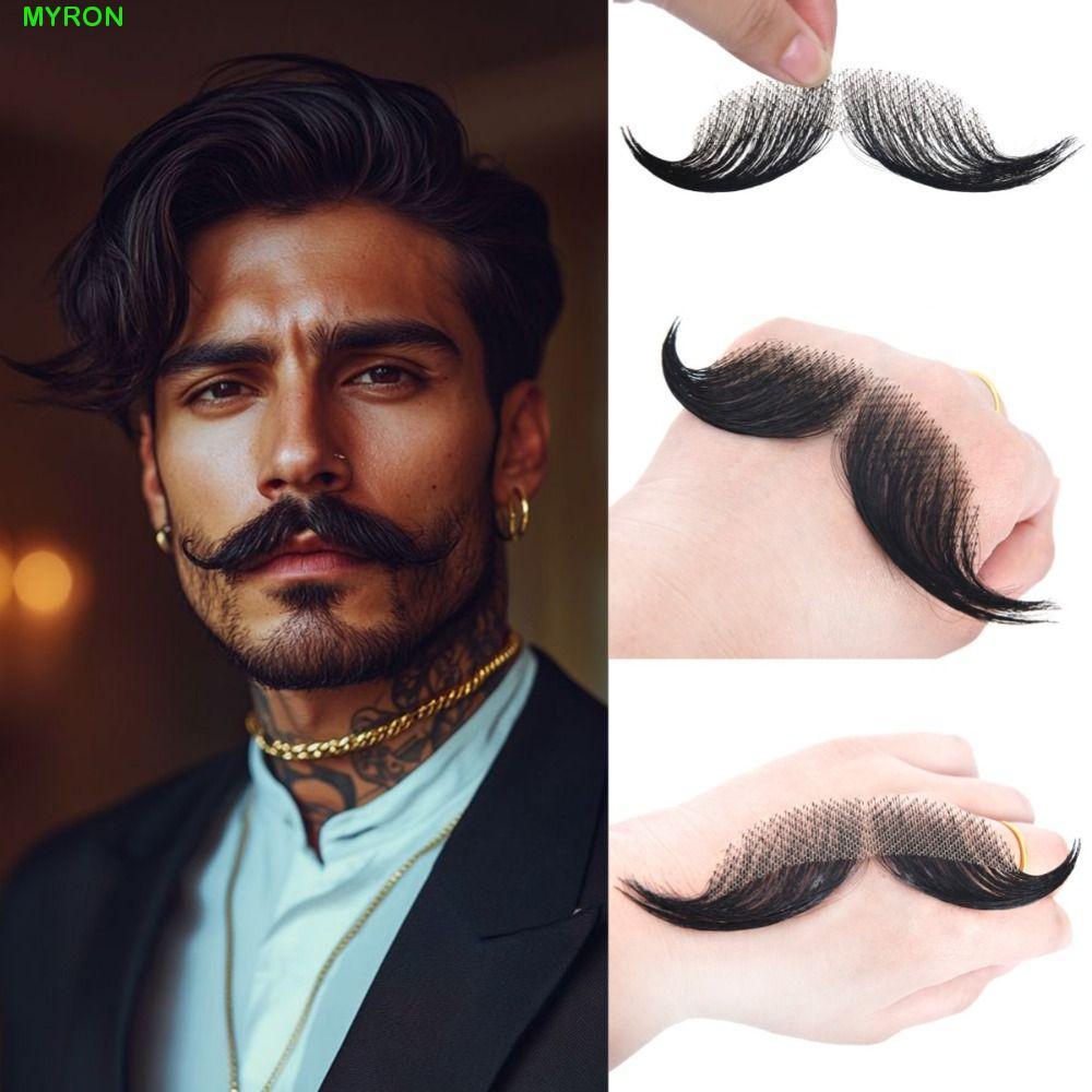 MYRON Râu Giả Handmade, Tự Nhiên Dày Vô Hình - Phù Hợp Make-Up Cosplay