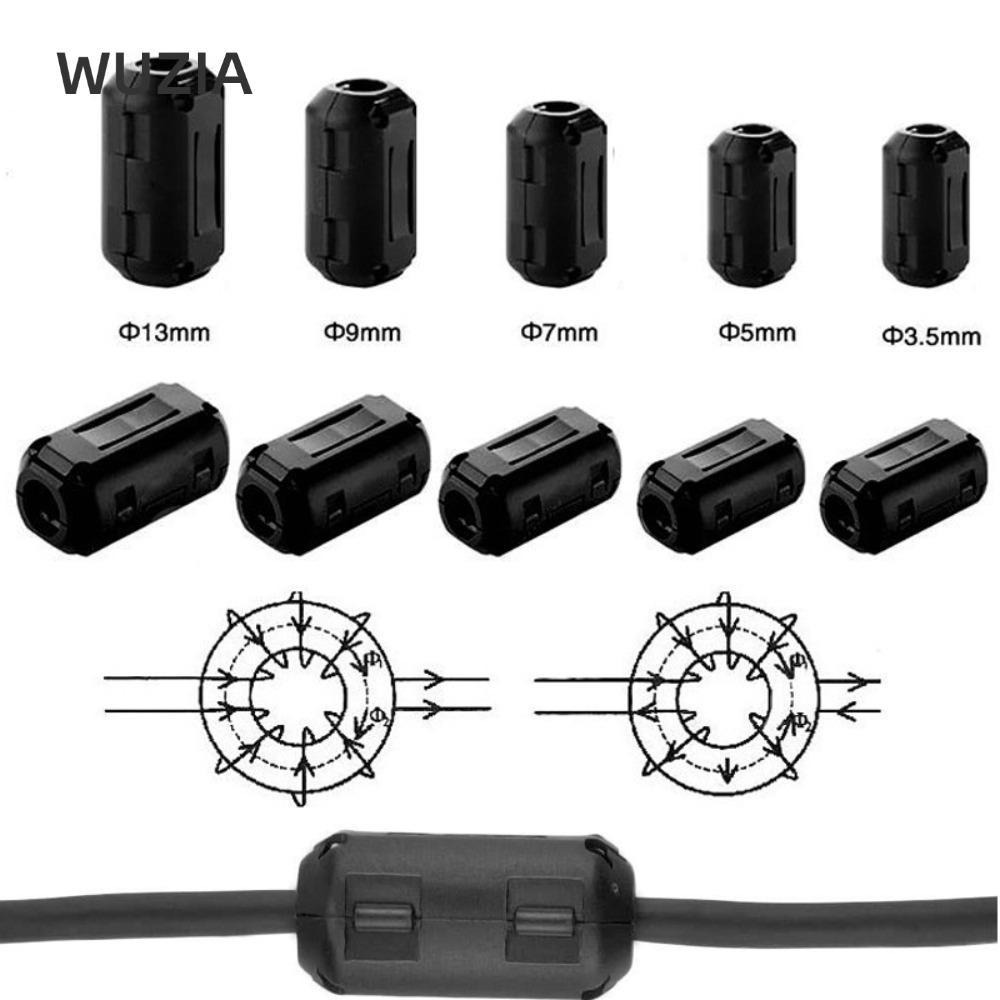 WUZIA Choke Coil EMI RFI Ồn, Kẹp hạt Ferrite lõi vòng chống nhiễu loại Snap, Kẹp lọc màu đen Snap Đầ
