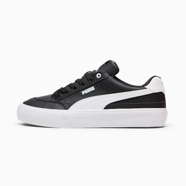 Giày thể thao sneaker Puma chính hãng Court Classic Vulcanised Unisex Leather Black White - Da đen t