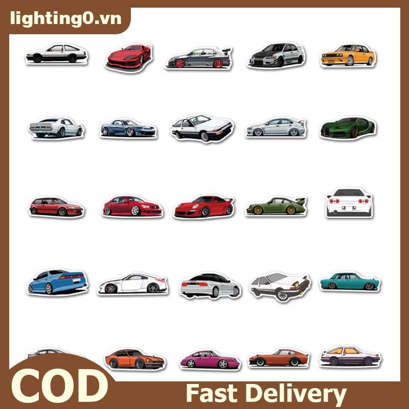 NAILNEST 50 Cái JDM Ô Tô Ô Tô Graffiti Miếng Dán Đàn Guitar Vali Ván Trượt Miếng Dán.