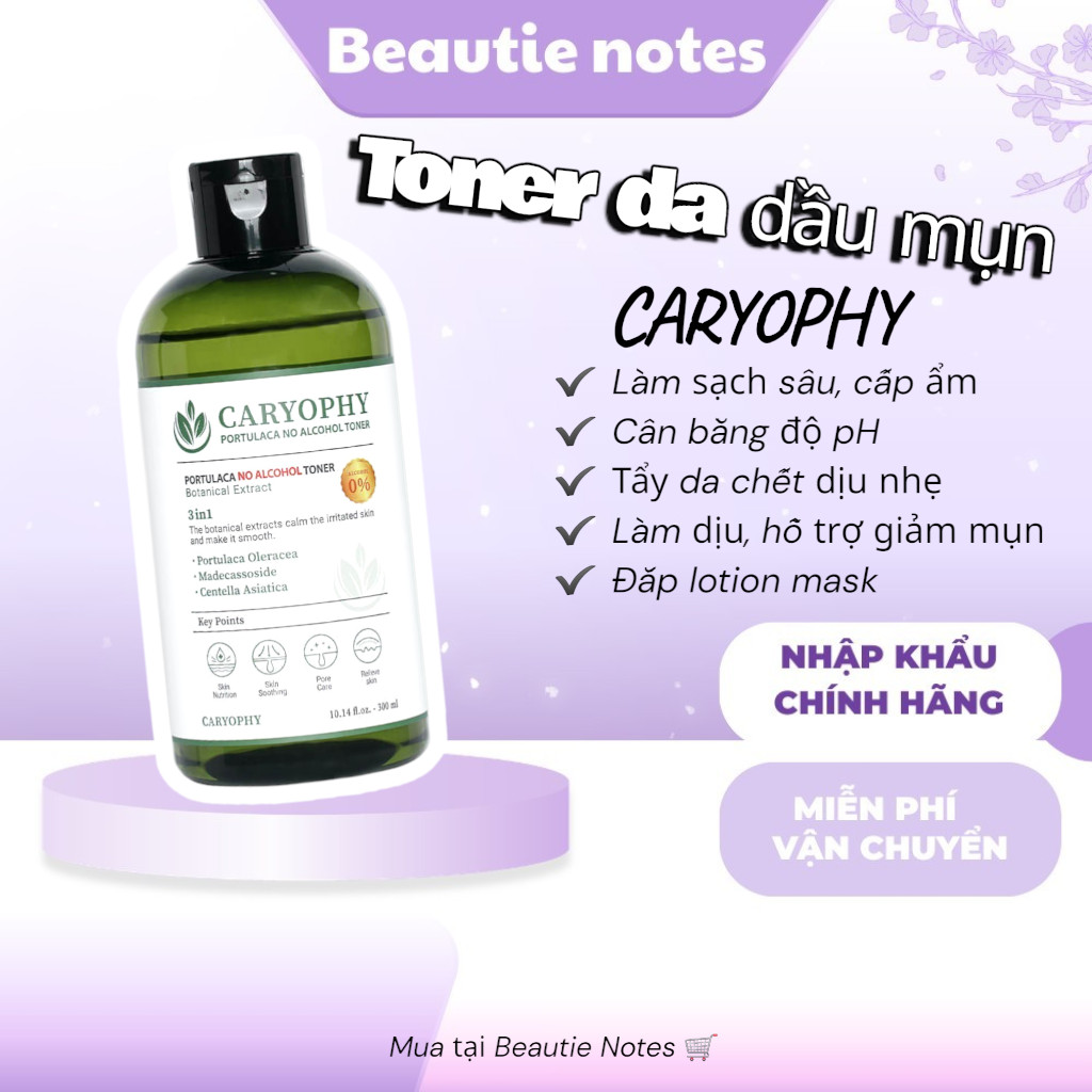 (HOẢ TỐC) Toner Nước cân bằng Caryophy 300ml (Caryophy Portulaca Toner 300ml)