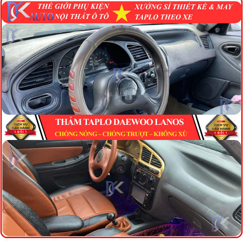 [Daewoo lanos] Thảm taplo ô tô da vân gỗ,da cacbon,Da fiber và tuyết nhung 3 lớp chống nắng xịn mịn