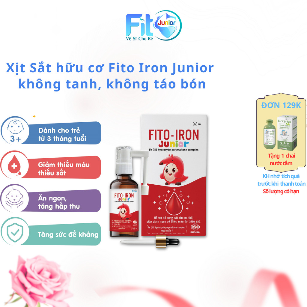Sắt Xịt Hữu Cơ Không Tanh,Không Nóng,Không Bón Fito Iron Junior, Lọ 20ml