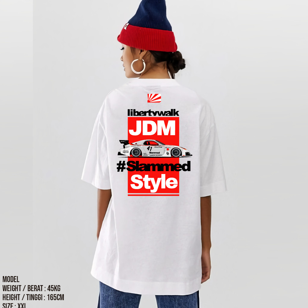 Unisex mùa hè tròn JDM LIBERTY SLAMMED MAZDA RX-7 RX7 LBWK tee