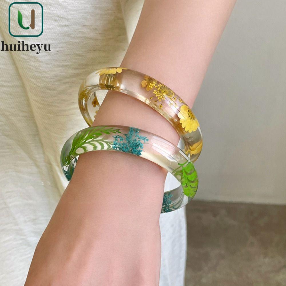 ZenitheM Bracelet Dried Flower Design - Acrylic Bohemian Style