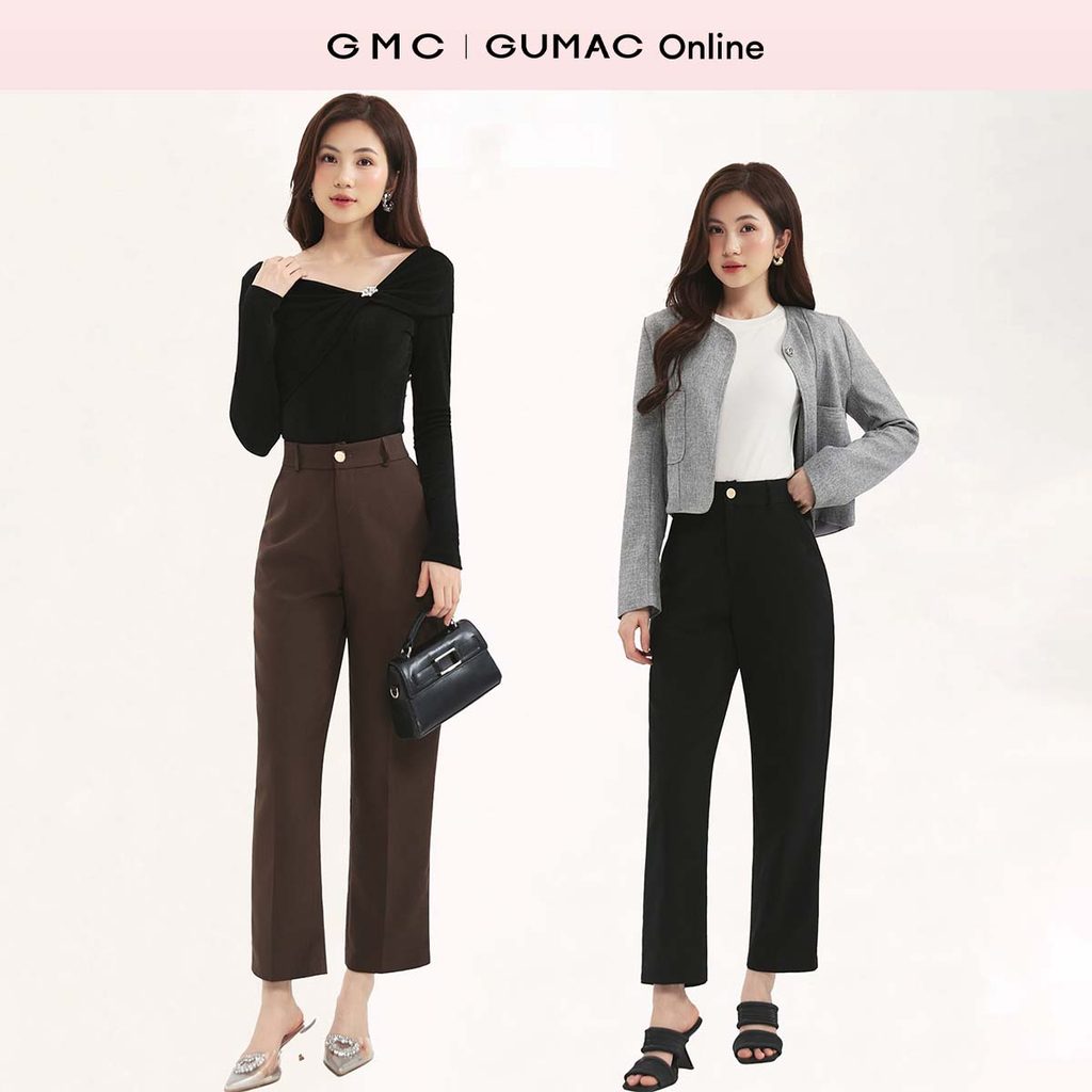 Quần tây baggy nữ GUMAC dáng ống đứng chất tuyết mưa mềm đứng form có túi LQE0819