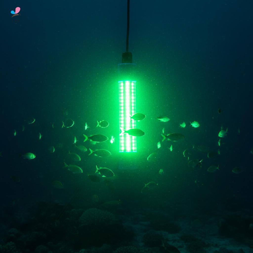 Đèn câu cá LED 12-24V DC IP68 Đèn thu hút cá dưới nước chống nước có đèn xanh