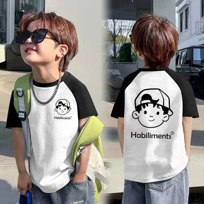 narrow cut, round neck, short-sleeve shirt, men's, trending, boys' clothing, stretchy, t-shirt