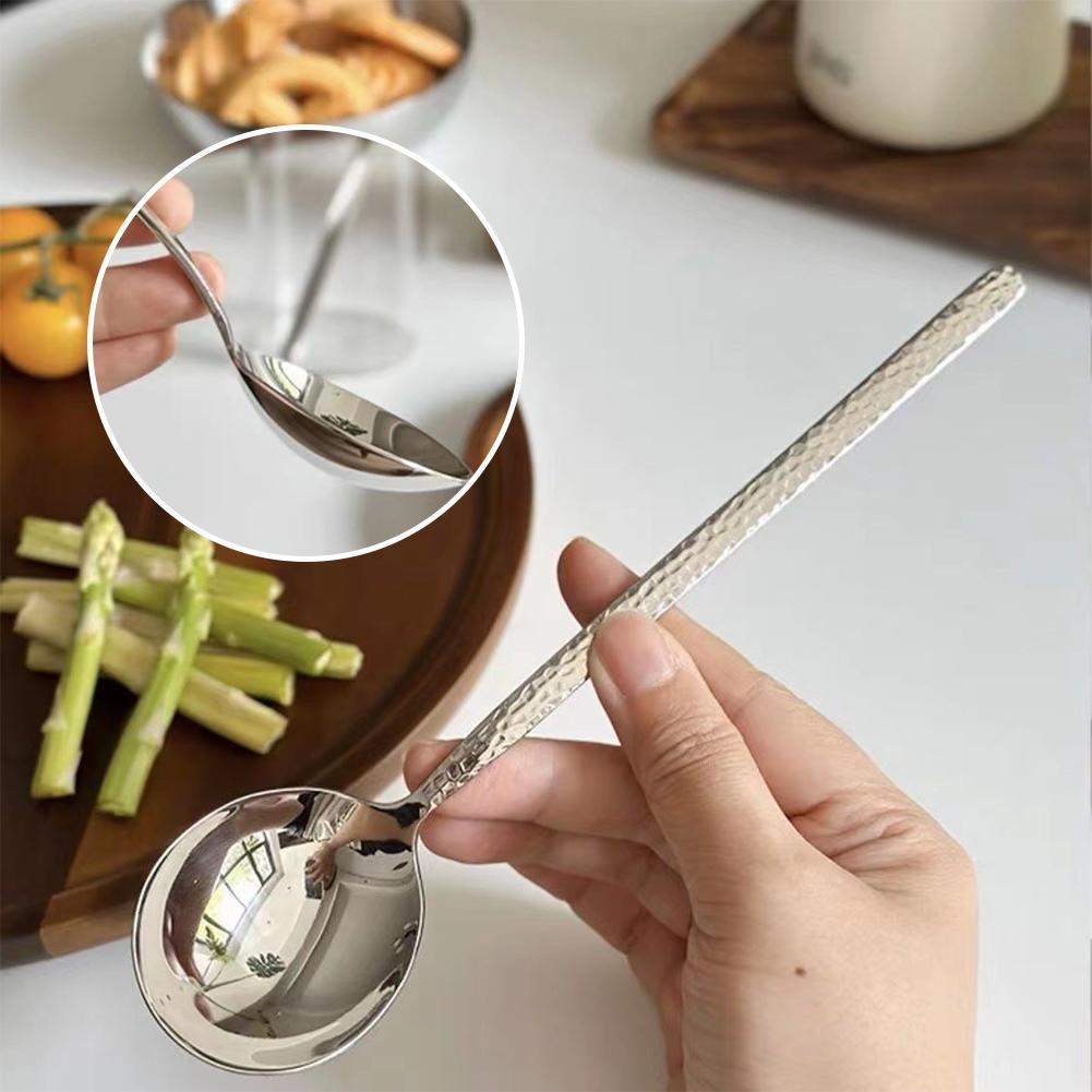 Thìa Inox Tay Cầm Dài Thìa Tráng Miệng Thìa Cà Phê Đầu Cơm Thìa Lớn Thìa Tròn M5p0