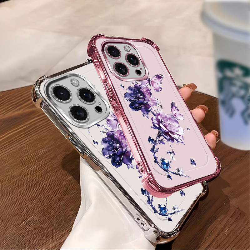 Thích hợp cho iphone 15 15 Plus 17 17E 17 Air 16E 16 pro max Vỏ điện thoại chống sốc mạ điện có dây 