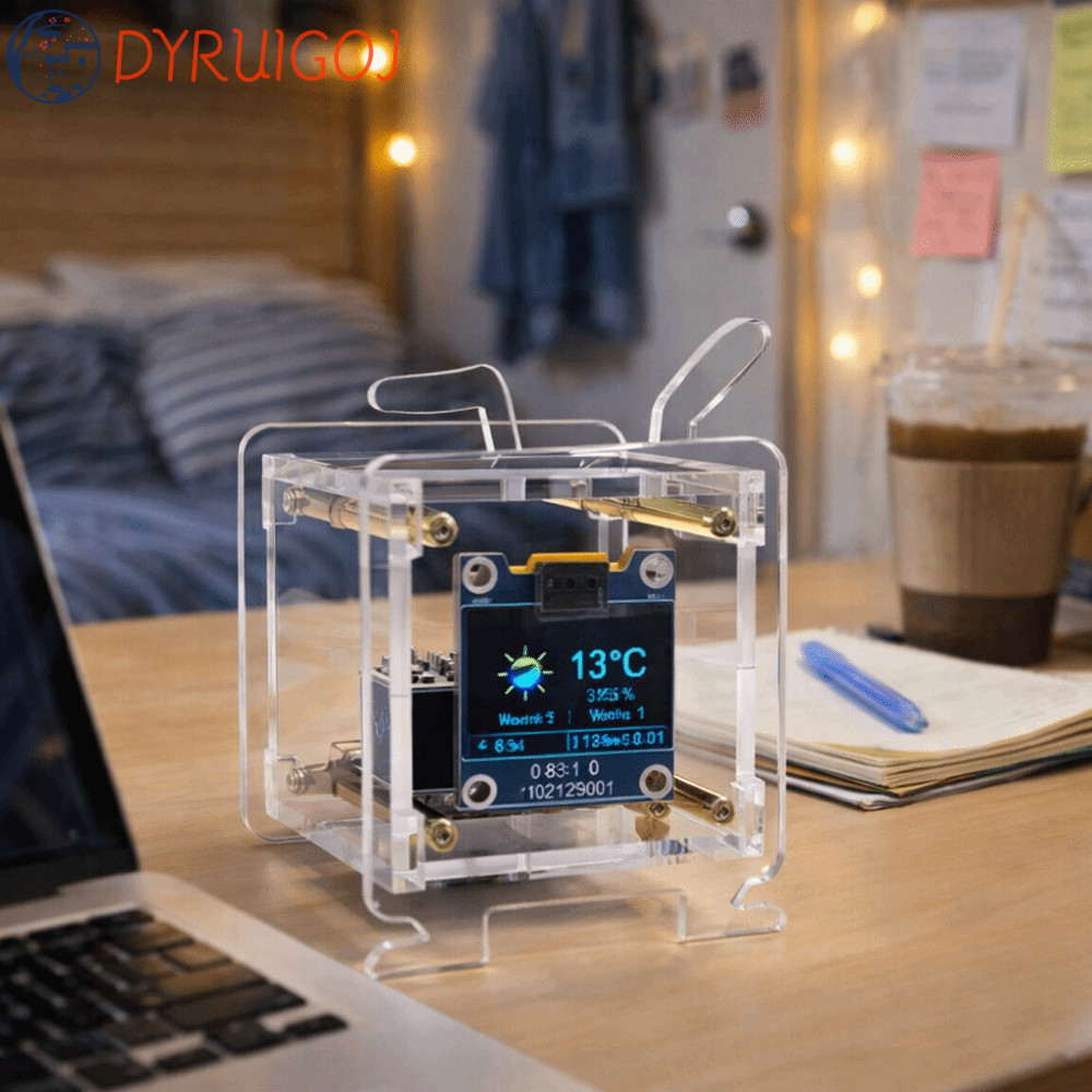 Bộ đồng hồ dự báo thời tiết DYRUIDOJ, Bộ đồng hồ kỹ thuật số kết nối Wi-Fi cỡ nhỏ 2.4GHz, Màn hình O