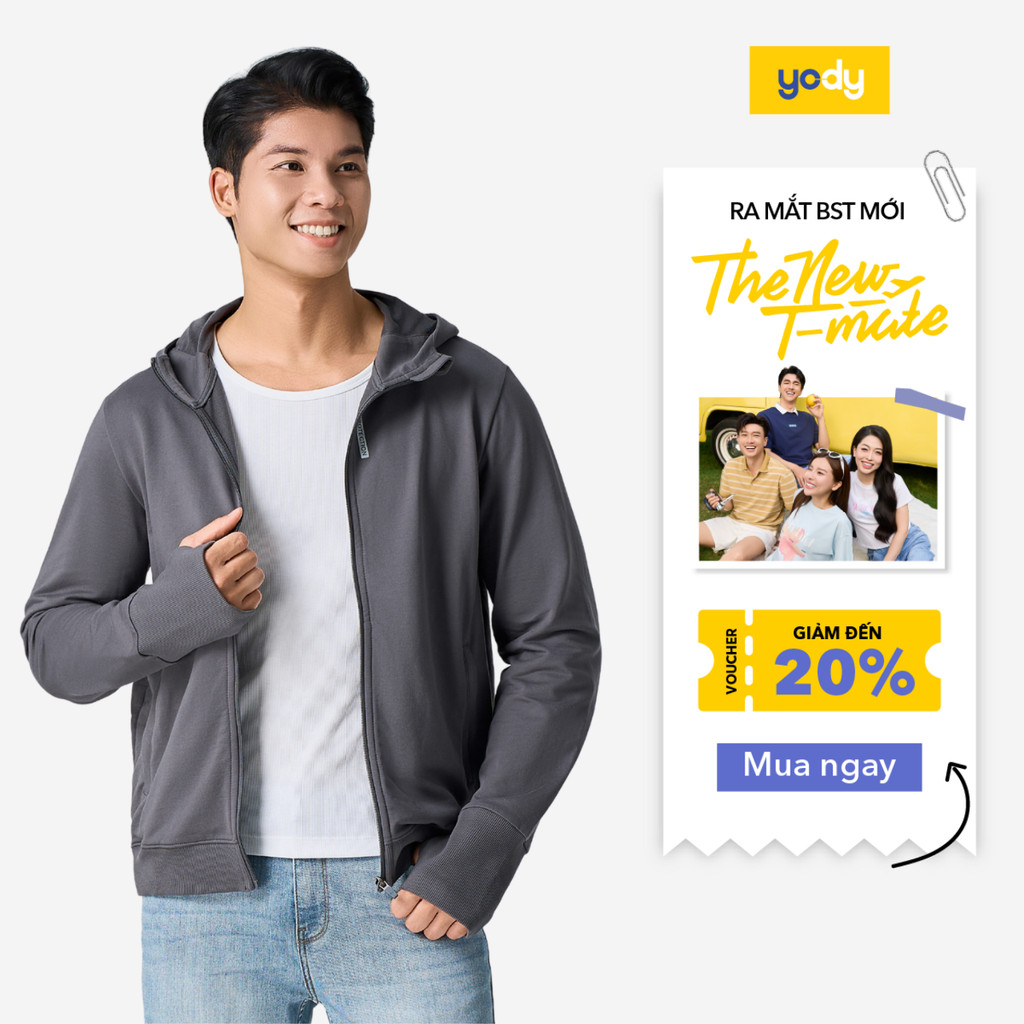 Áo khoác chống nắng nam YODY có mũ chất liệu cao cấp cản tia UV thoải mái ACM6010-MEJA25A037