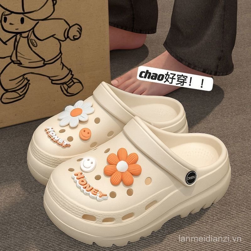 [EVA đế dày] Hoa dễ thương Bước lên Shit EVA Nữ Mặc ngoài Dép chống trượt Dép nam Cặp đôi SPA