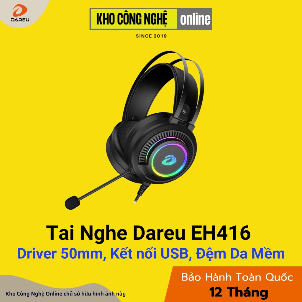 Tai nghe gaming DAREU EH416 RGB giả lập 7.1 cắm cổng USB - Hàng Chính Hãng