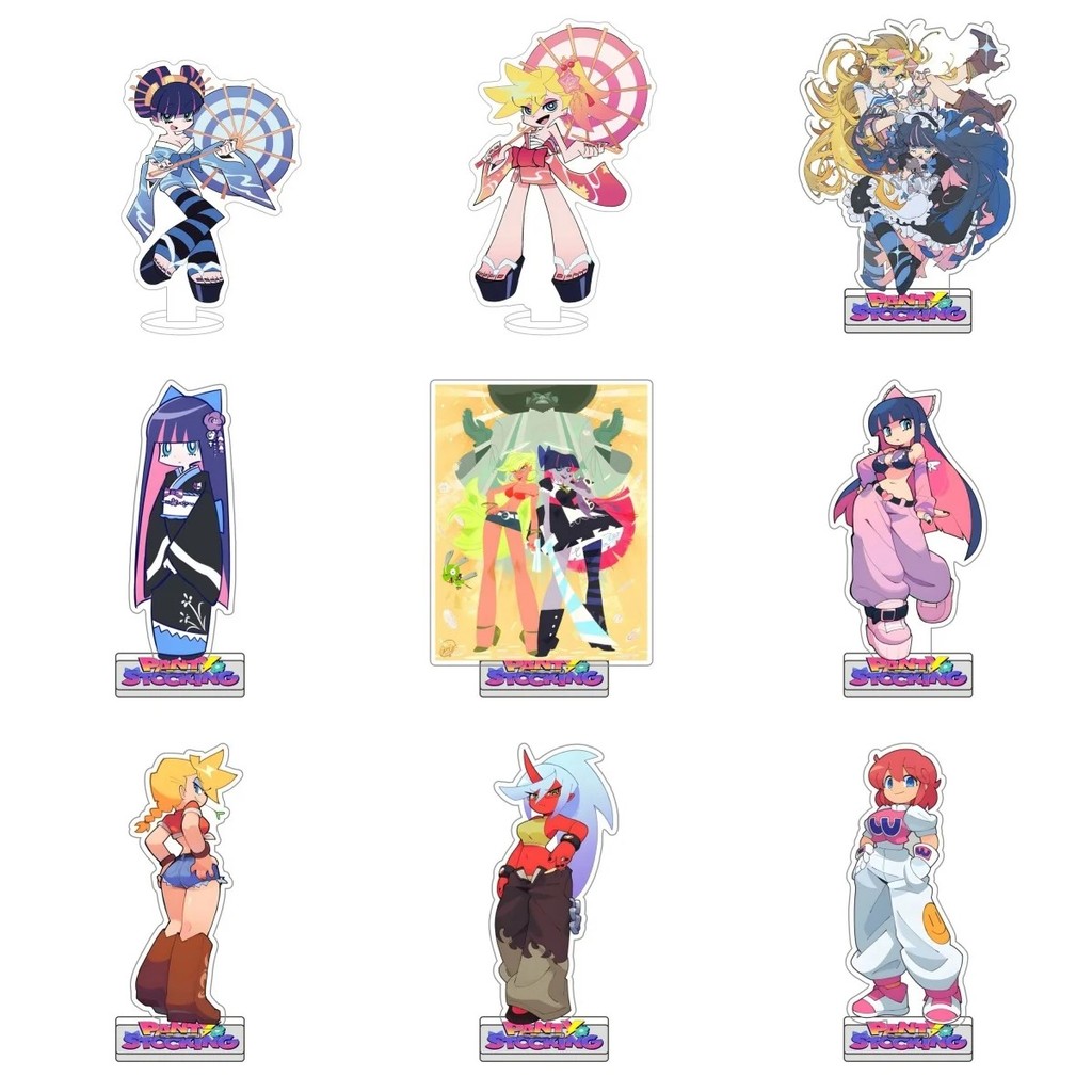 Standee Anime Panty & Stocking Mô hình Acrylic 15cm trang trí bàn học nhân vật Panty Stocking quà tặ