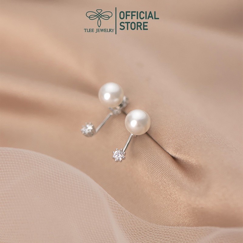 Bông tai bạc đính ngọc trai nhân tạo, nữ tính - TEE JEWELLY B0120