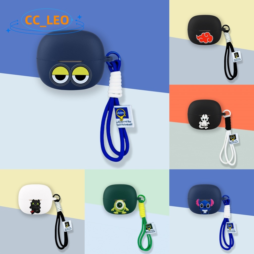 Suitable for Realme Buds Clip Case Cartoon Panda Silicone Soft Case with Cute Lanyard Shockproof She