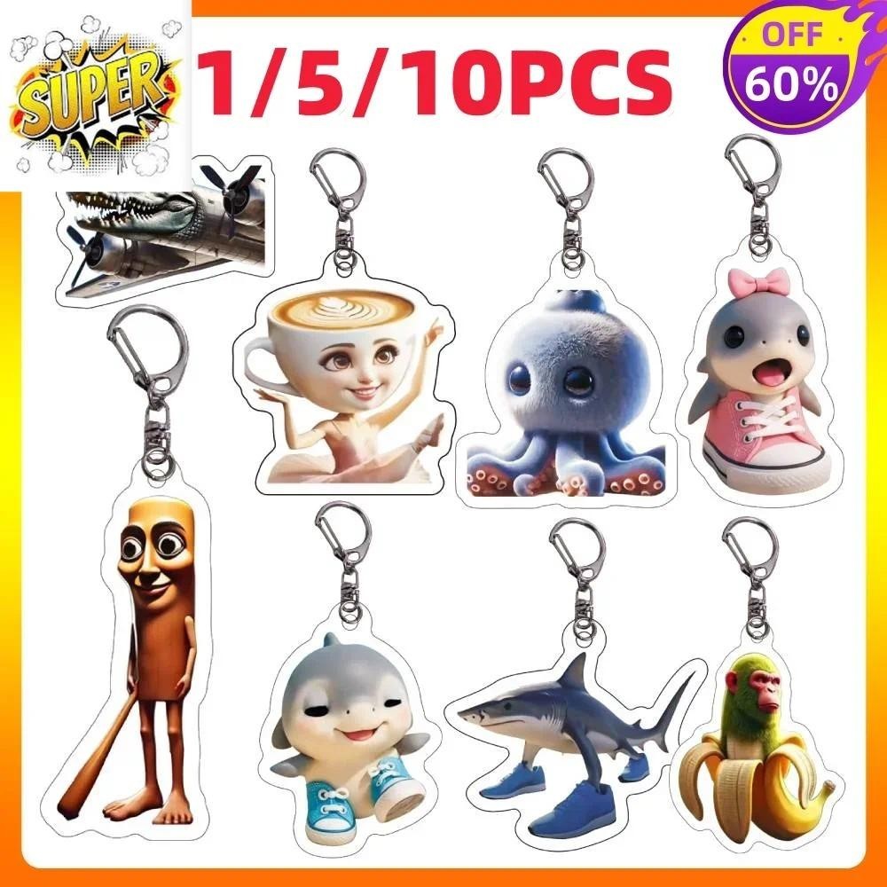 1-10PCS Tralalero Tralala Tung Tung Tung Sahur Brr Brr Patapim Meme Italian Brain Rot Animals Acryli