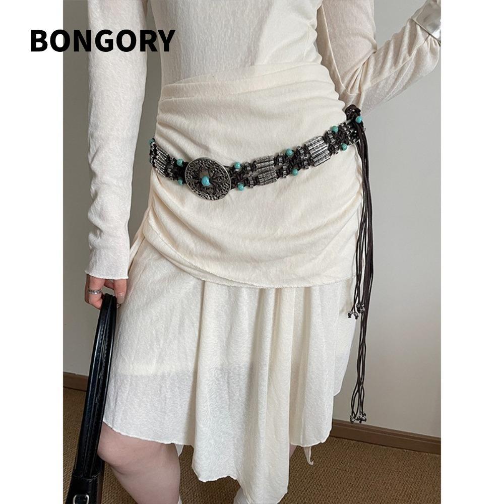 Thắt lưng Bohemian BONGORY, dây thắt lưng Y2K cổ điển, phù hợp váy bohemian