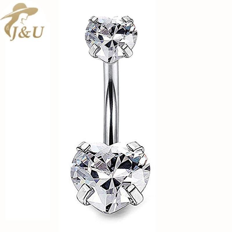 Juwel Steel Heart Zircon Navel Ring - Trang sức cơ thể đẹp mắt