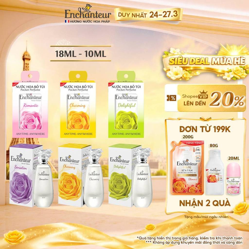 Nước hoa bỏ túi EDT Enchanteur 10ml / 18ml - lưu hương dài lâu, đạt chứng nhận Safe Perfume và Cruelty Free