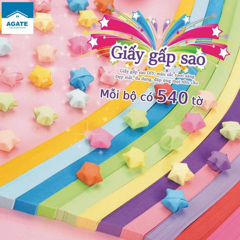 Chúc ngôi sao origami, giấy sao origami, giấy sao origami đầy màu sắc DIY, Giấy gấp ngôi sao, có màu