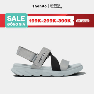 Giày Sandal Unisex Shondo F6 Êm Nhẹ Dễ Mang Màu Xám Phối Quai Đen F6S2011