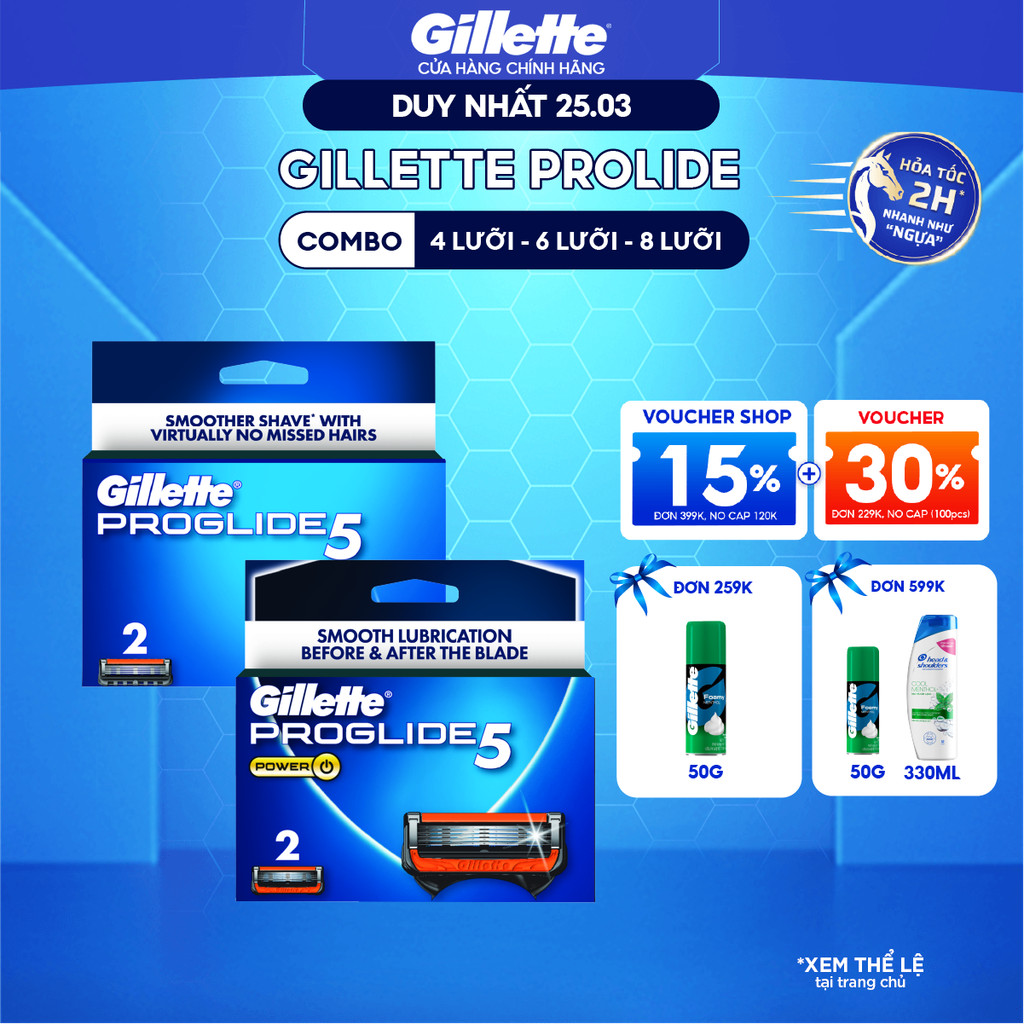 [HỎA TỐC 2H-4H] Combo Vỉ Lưỡi Dao Cạo GILLETTE Proglide/ Proglide Power Vỉ 2 Lưỡi