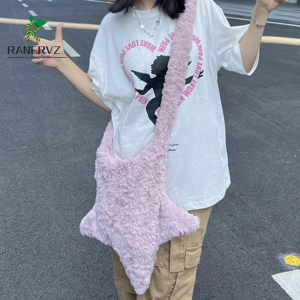 RANERVZ Star Sang Trọng Túi Đeo Vai Mềm Y2K Dây Kéo Phong Cách Euro-Mỹ Quà Tặng Sinh Nhật Túi Đeo Ng