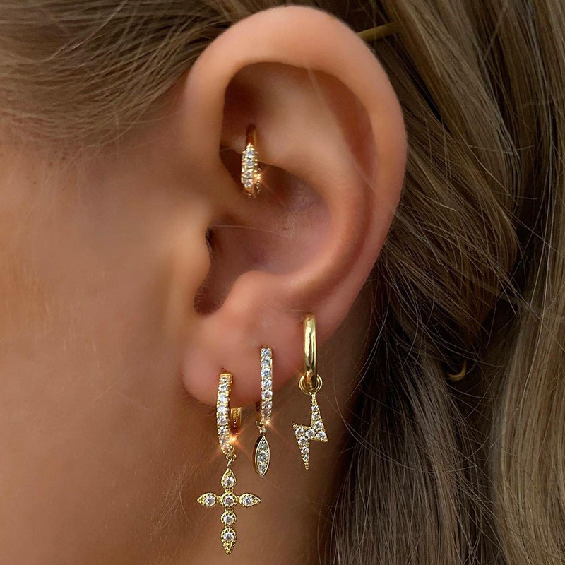 Đồ trang trí Bông tai ngôi sao Mini Zircon Bông tai Lightning Bông tai Micro-Set Bông tai 26.3.24