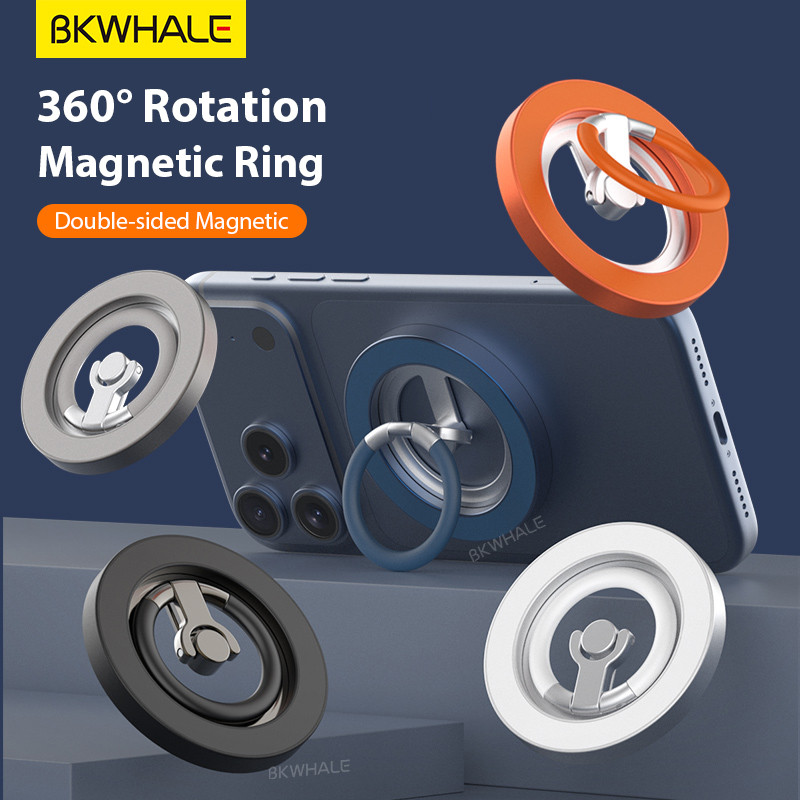Giá đỡ nhẫn điện thoại từ tính hai mặt BKWHALE cho MagSafe, 360° Tay cầm có thể điều chỉnh