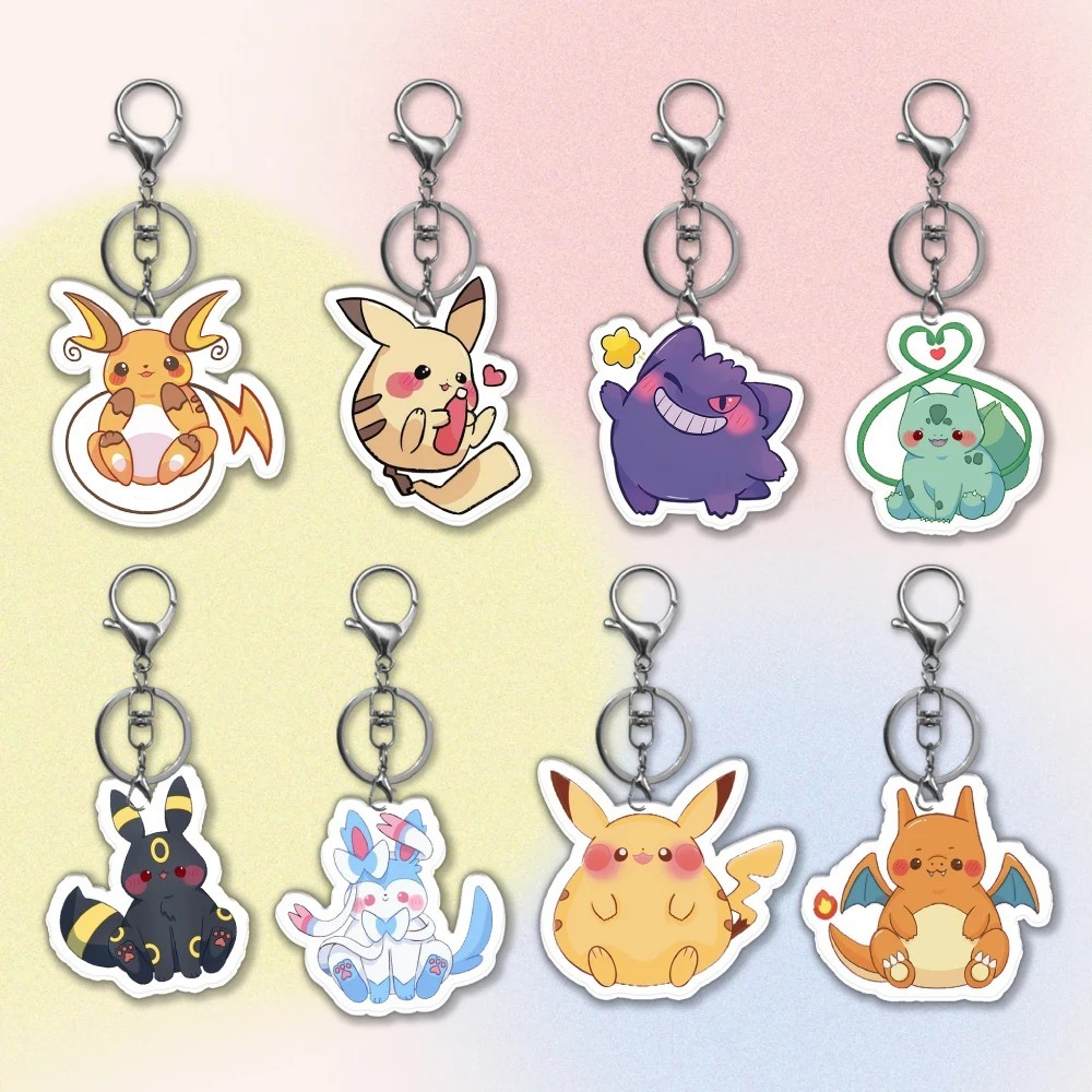 Móc khóa Pokemon Mica Acrylic Anime Pikachu Gengar Bulbasaur Charizard Umbreon Eevee Chibi Cute Dễ T