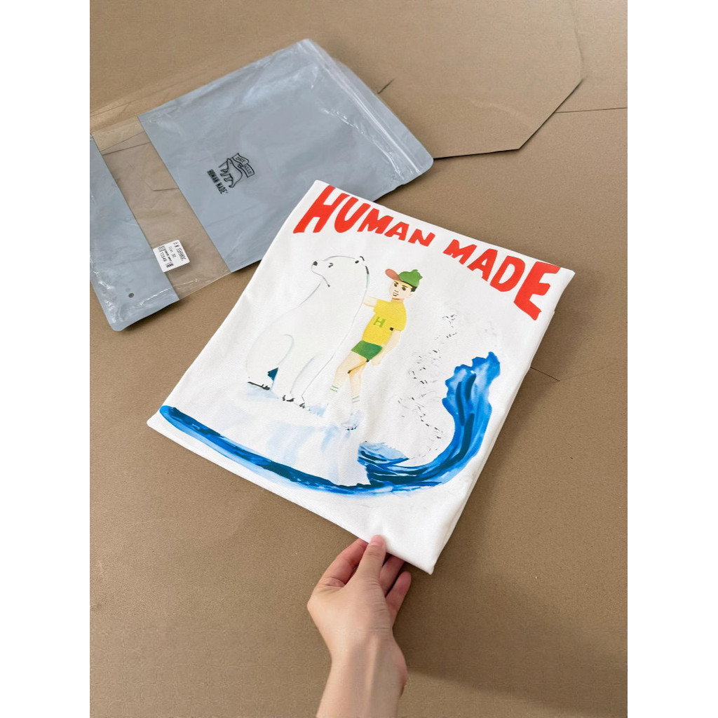 GYYE Human Illustration Series: Polar Bear Couple Design Short Sleeve Bamboo Cotton T Loose