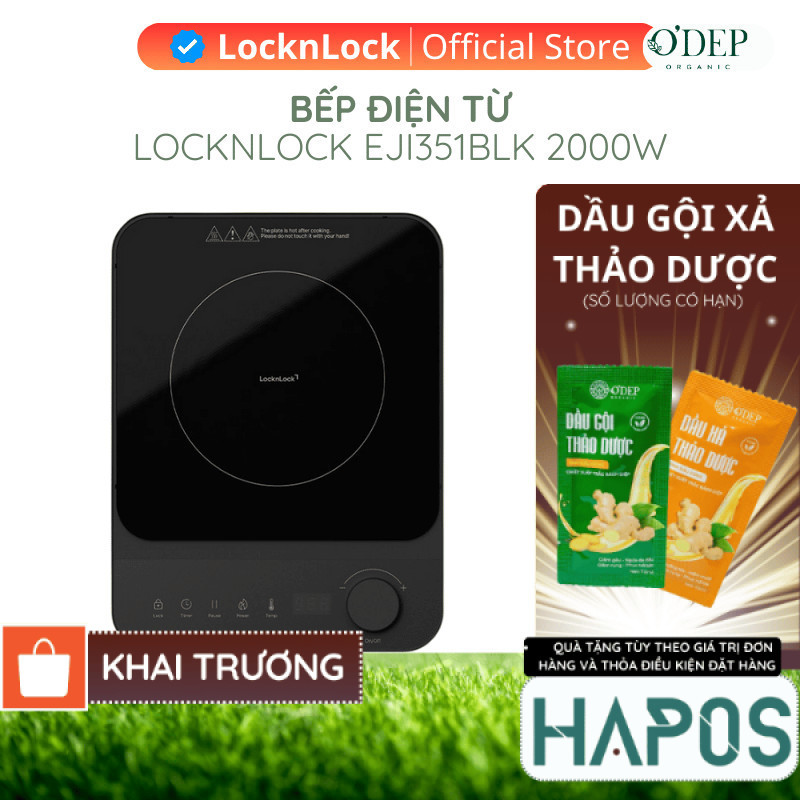 Bếp điện từ LocknLock Induction cooker EJI351BLK công suất 2000W - Màu đen - HAPOS HOF