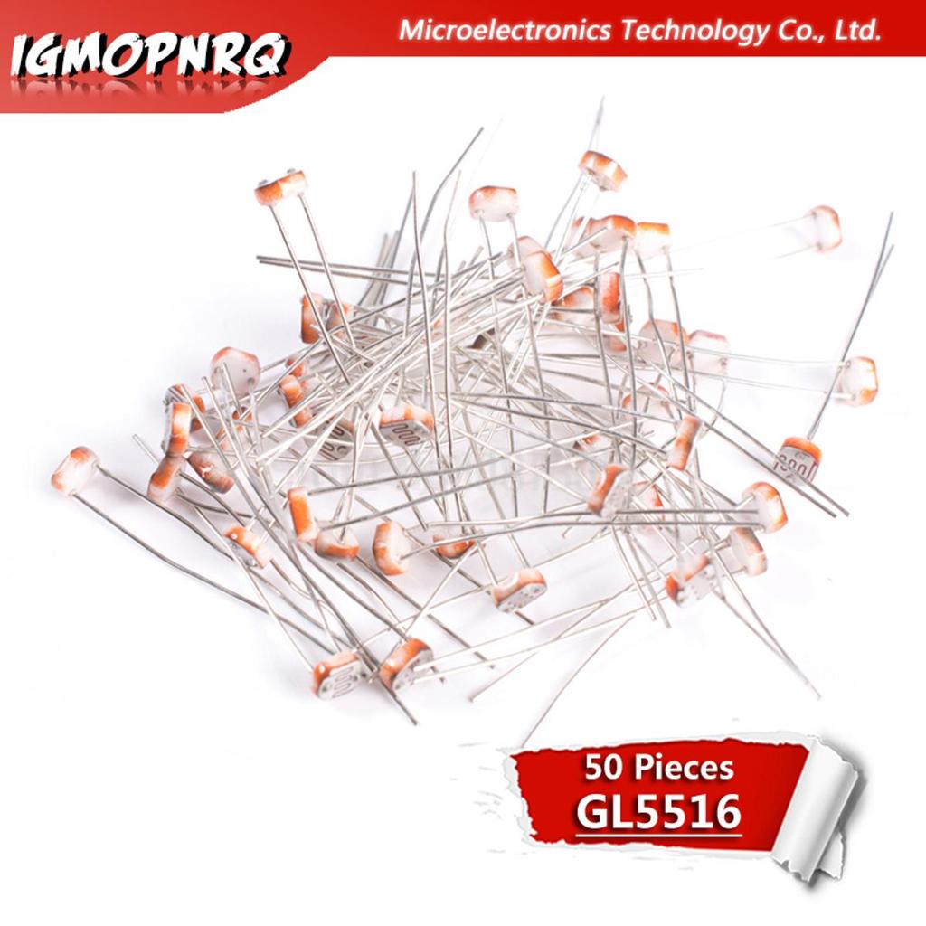 50 CHIẾC 5516 GL5516 5MM LDR Photo Light Điện trở nhạy cảm Photoresistor quang điện