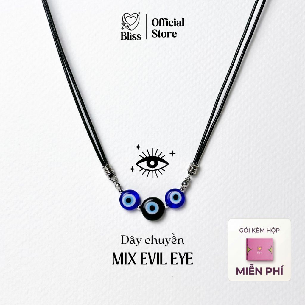[Size 40cm] [DÂY CHUYỀN] Vòng cổ mix 2 evil eye thủy tinh Bliss Accessories - Dây Chuyền Handmade