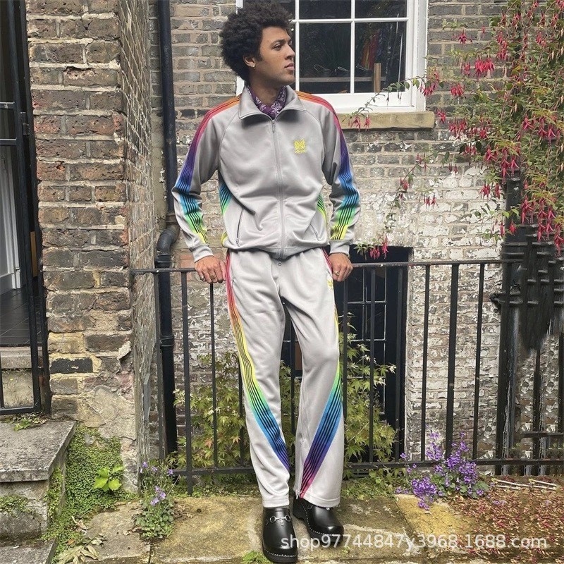 HQF8 Needles xAWGE Collaborative Color Gradient Embroidered Casual Pants for Men and Women