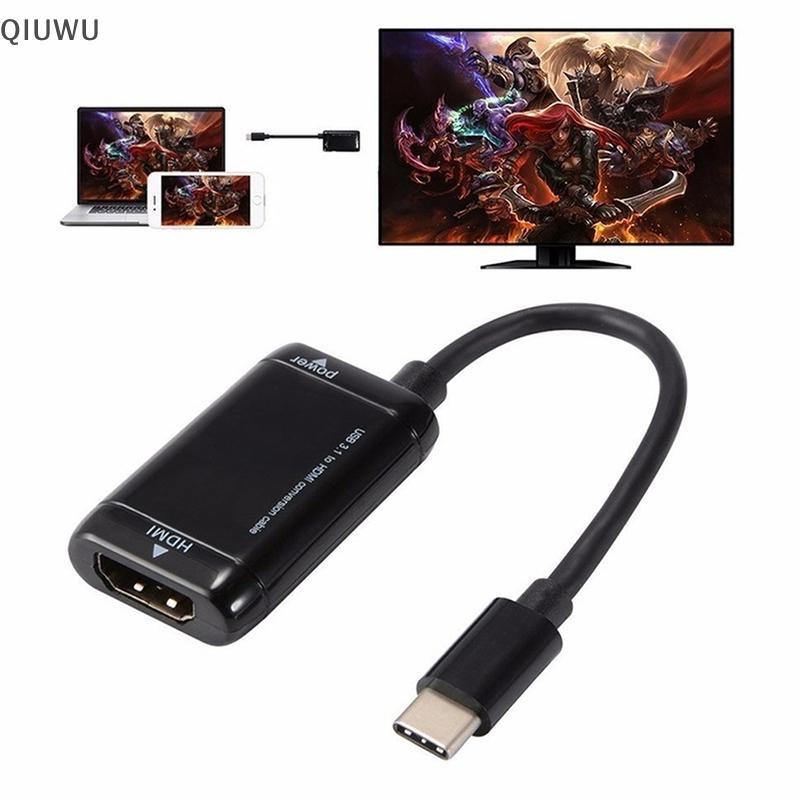 Dây cáp chuyển đổi QIUWU US Type C sang MHL HDMI USB 3.1 1080P Nam sang Nữ cho điện thoại.