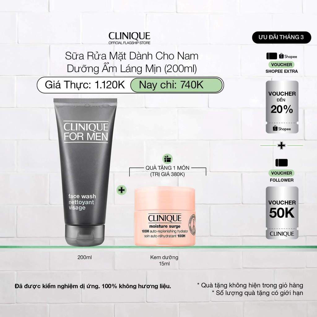 Sữa rửa mặt dưỡng ẩm cho nam da thường đến da khô CLINIQUE For Men Face Wash 200ml