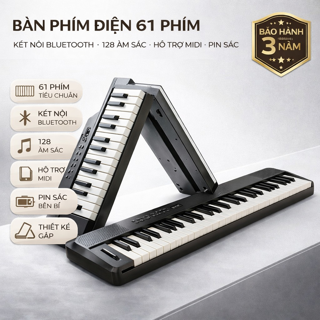 Đàn organ 61 phím đàn piano điện tử đàn keyboard mini đàn organ di động đàn học nhạc, 128 âm sắc 128