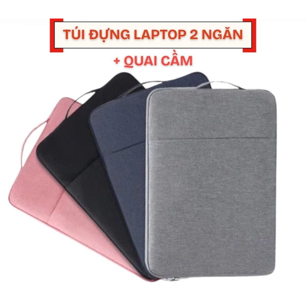 Túi Chống Sốc Laptop 2 Ngăn Có Quai Cầm Xách Tay Đa Năng 13-15.6 Inch Macbook Air Pro Dell HP - Nhiều Màu