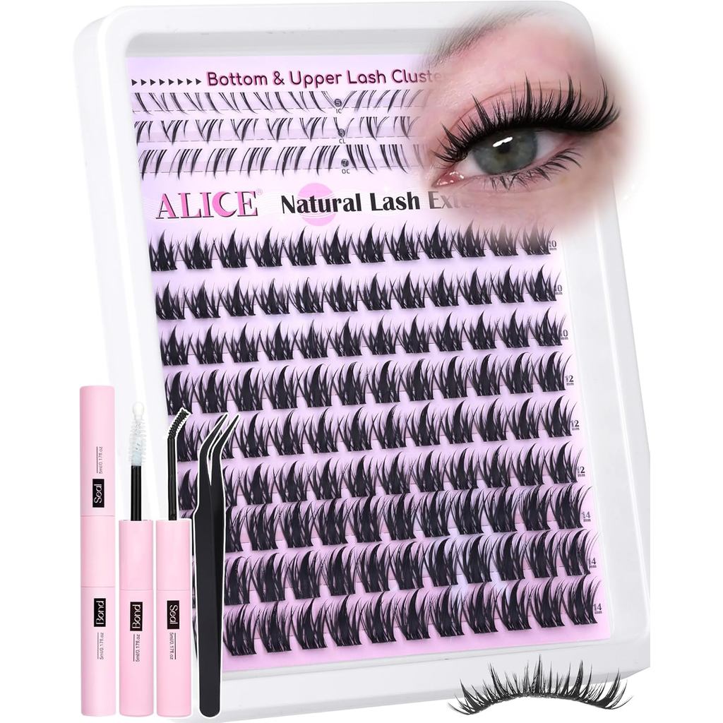 ALICE Lash Clusters Kit Anime tự nhiên Cụm lông mi Bộ 10-14mm Wispy Manga Cụm lông mi Bộ nối mi Sipk